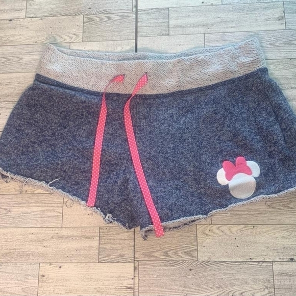 Bundle Only: Disney Parks Small Women Blue Sweat shorts Minnie Mouse Lounge  Bow - Picture 1 of 7